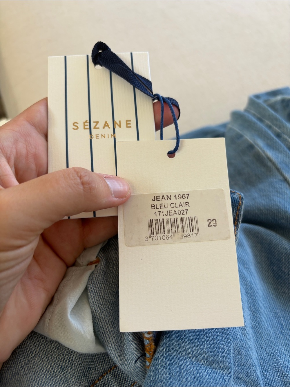 NWT Sezane Eco-Friendly Brut Sexy in Light Blue size 29 - Picture 5 of 5